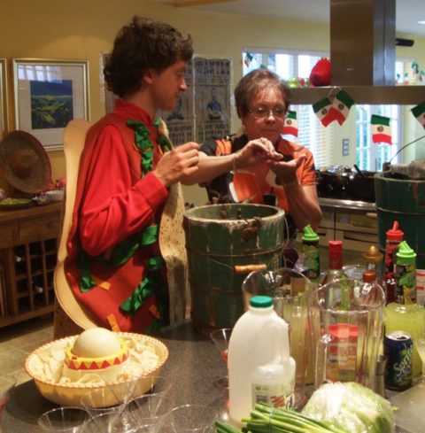 Peter and Heather sampling the heat